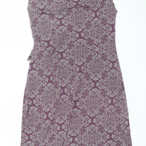 Nomads Women Purple Floral Cotton Wrap Dress Size 14