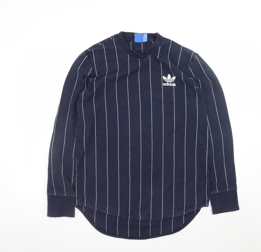 Adidas Men's Blue Striped Long Sleeve Cotton T-Shirt Size M