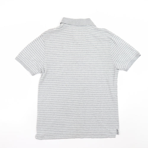 Jack Wills Mens Grey Striped Polo Shirt Size L