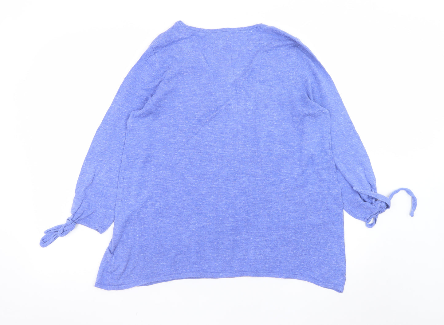 Fat Face Women's Blue Tunic Top UK 12 V-Neck Cotton 3/4 Sleeve