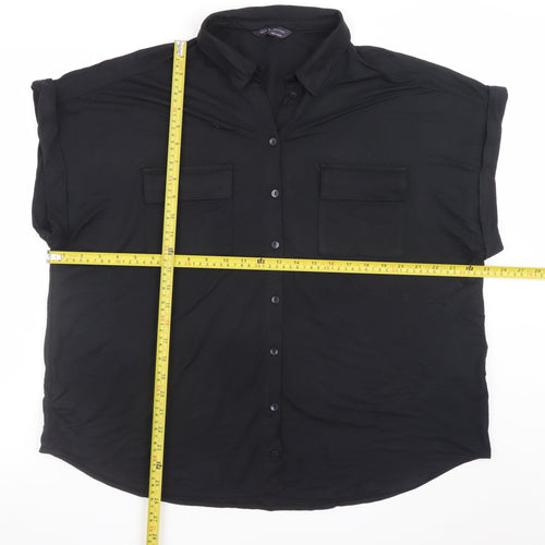 Marks and Spencer Women’s Black Button-Up Shirt Size 16 Relaxed Fit