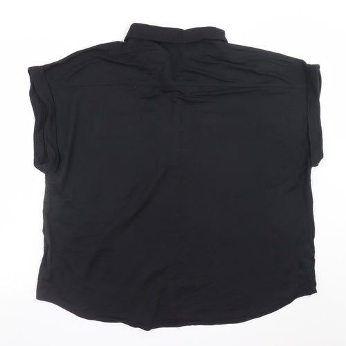 Marks and Spencer Women’s Black Button-Up Shirt Size 16 Relaxed Fit