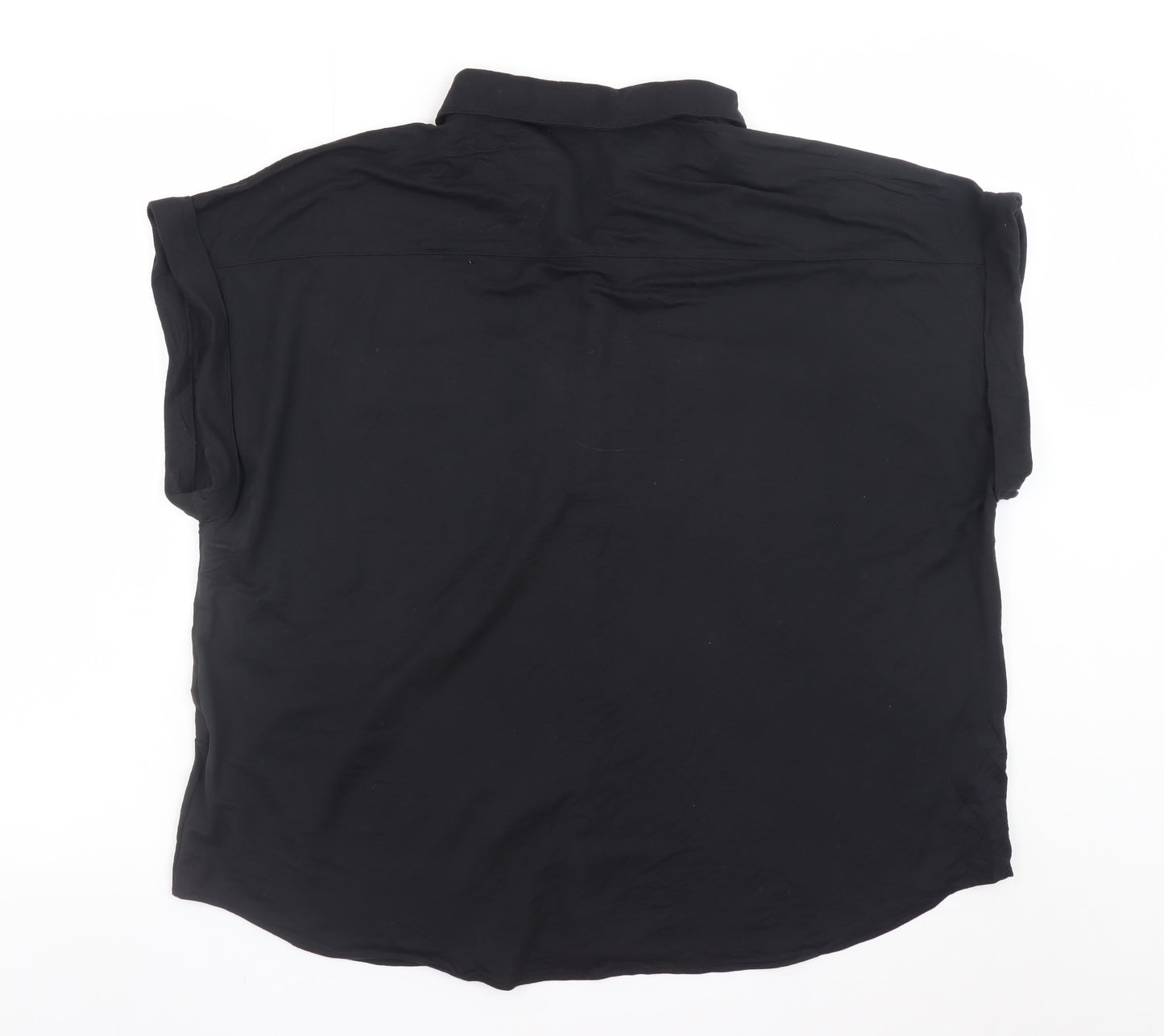 Marks and Spencer Women’s Black Button-Up Shirt Size 16 Relaxed Fit