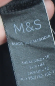 Marks and Spencer Women’s Black Button-Up Shirt Size 16 Relaxed Fit