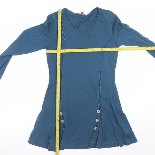 Joe Browns Women Blue Size 8 A-Line Long Sleeve V-Neck Dress
