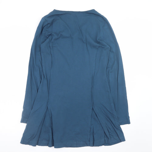 Joe Browns Women Blue Size 8 A-Line Long Sleeve V-Neck Dress
