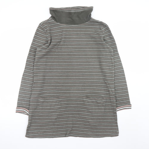 Seasalt Cornwall Women Grey Size 12 Striped Cotton Shift Dress