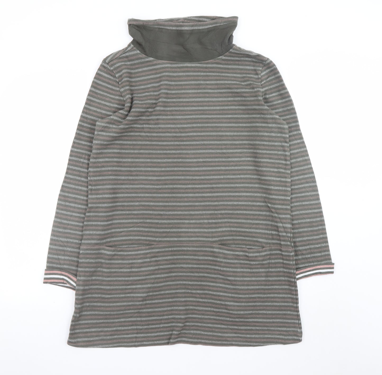 Seasalt Cornwall Women Grey Size 12 Striped Cotton Shift Dress