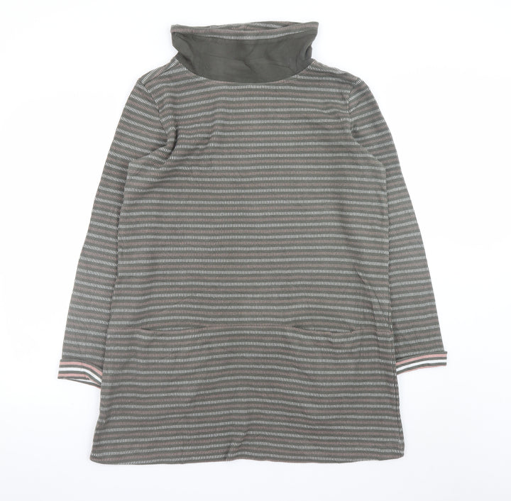 Seasalt Cornwall Women Grey Size 12 Striped Cotton Shift Dress