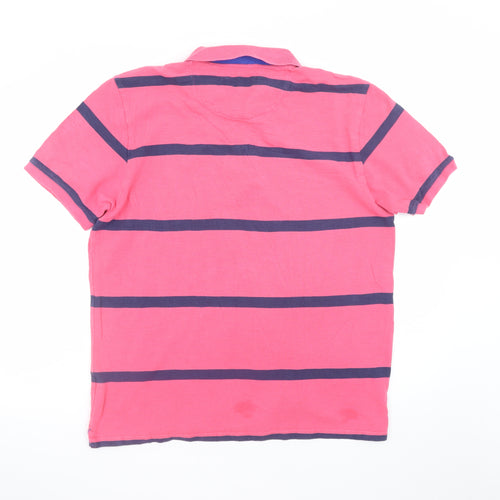 Marks and Spencer Blue Harbour Men's Pink Striped Polo Shirt L