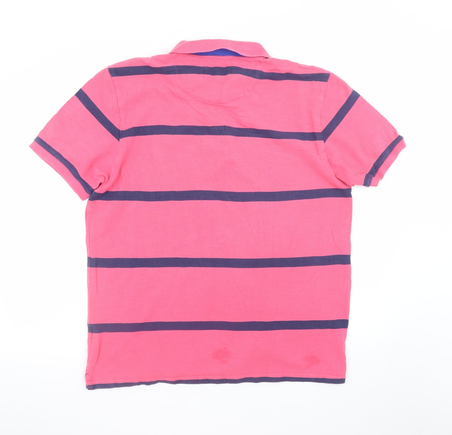 Marks and Spencer Blue Harbour Men's Pink Striped Polo Shirt L