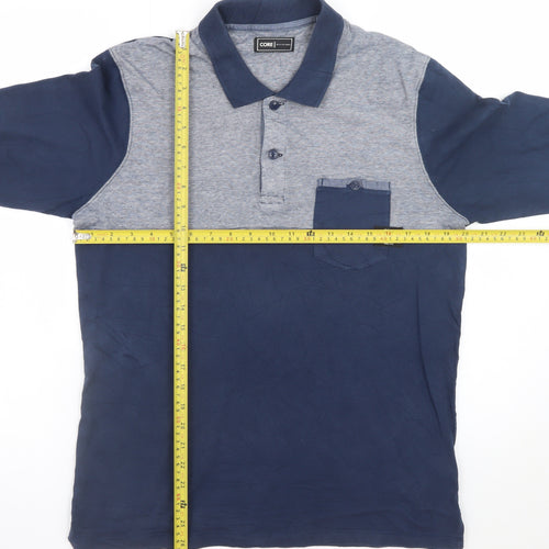 Jack & Jones Core Men's Blue Long Sleeve Polo Shirt Size L 100% Cotton