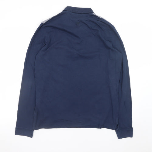 Jack & Jones Core Men's Blue Long Sleeve Polo Shirt Size L 100% Cotton