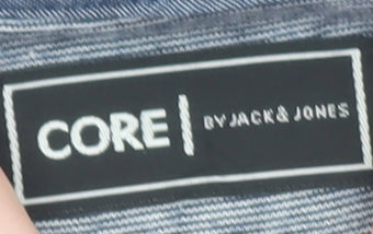 Jack & Jones Core Men's Blue Long Sleeve Polo Shirt Size L 100% Cotton