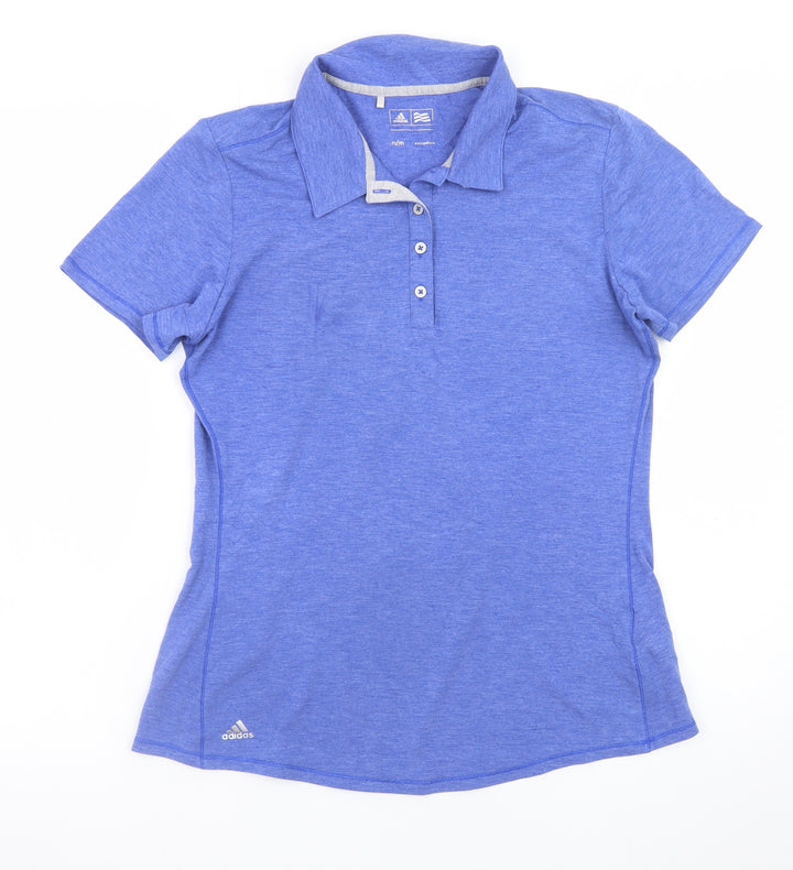 Adidas Women's Blue Polo Shirt Medium Breathable Stretch Sports Top