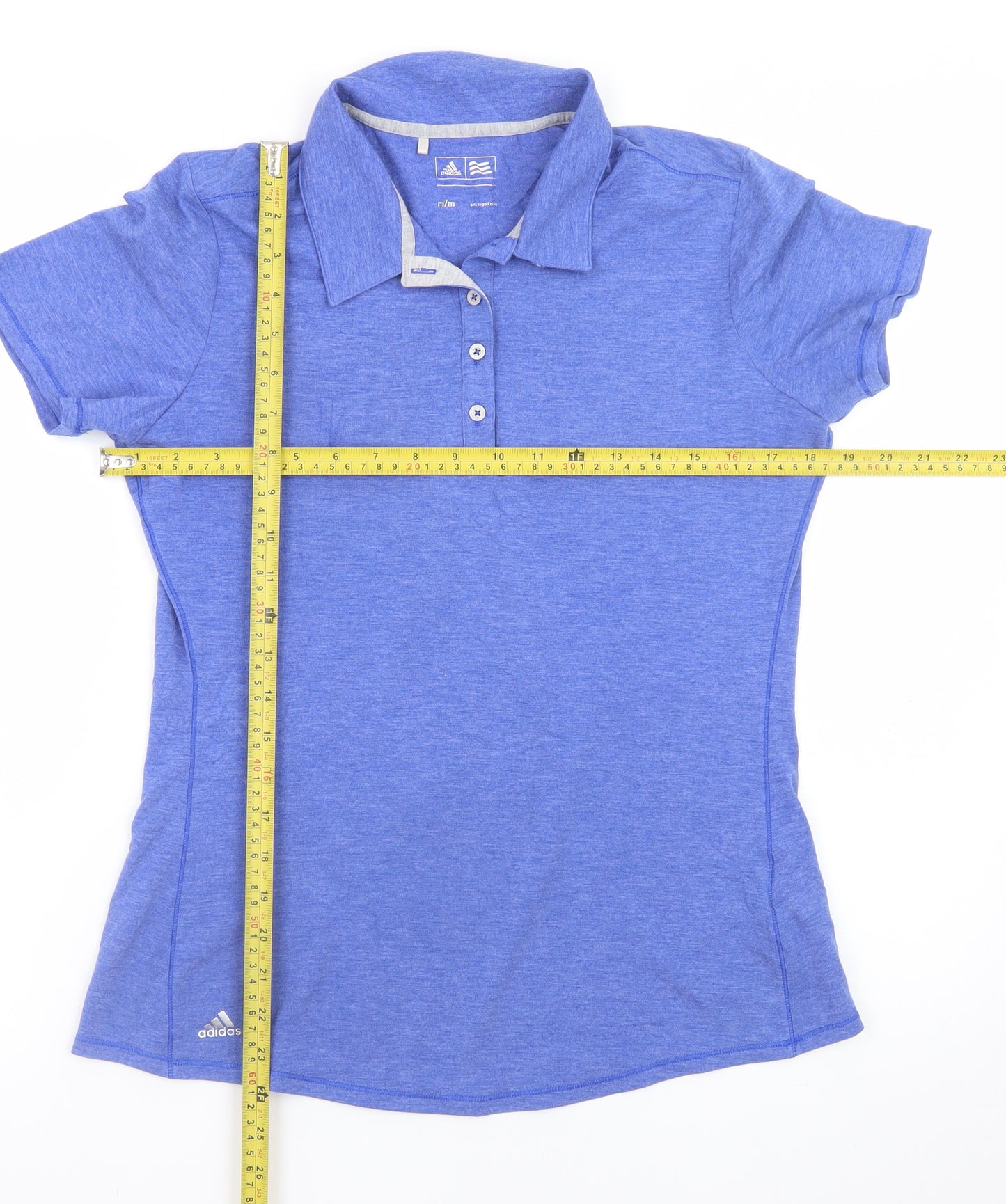 Adidas Women's Blue Polo Shirt Medium Breathable Stretch Sports Top