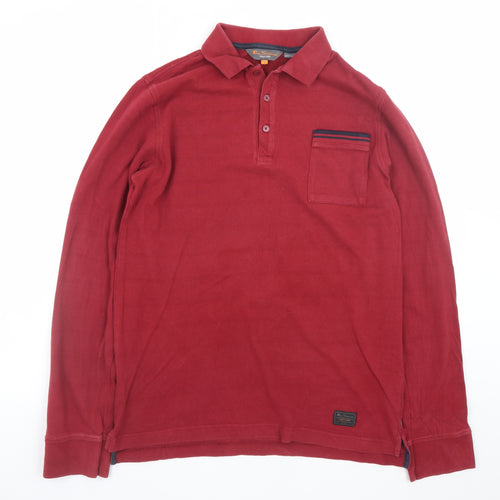Ben Sherman Men's Red Long Sleeve Cotton Polo Shirt Size M