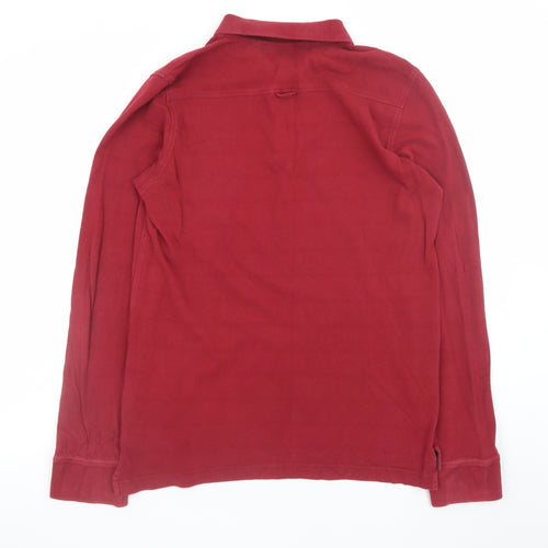 Ben Sherman Men's Red Long Sleeve Cotton Polo Shirt Size M