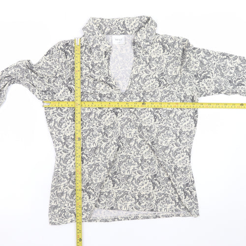 Next Women’s Grey Floral Ruffle Tunic Blouse UK 14 Long Sleeve