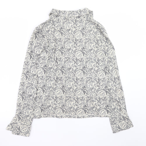 Next Women’s Grey Floral Ruffle Tunic Blouse UK 14 Long Sleeve