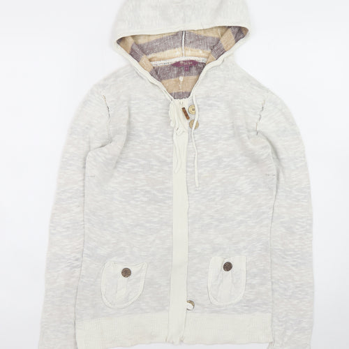 Fat Face Womens Beige Hooded Full Zip Sweatshirt Size 10 Cotton