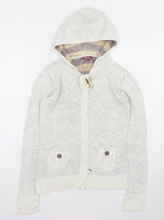 Fat Face Womens Beige Hooded Full Zip Sweatshirt Size 10 Cotton