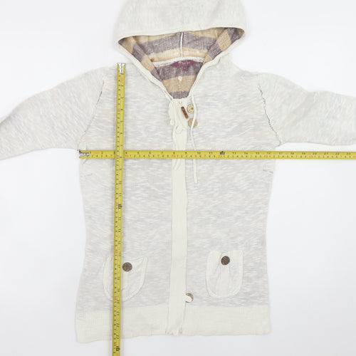 Fat Face Womens Beige Hooded Full Zip Sweatshirt Size 10 Cotton