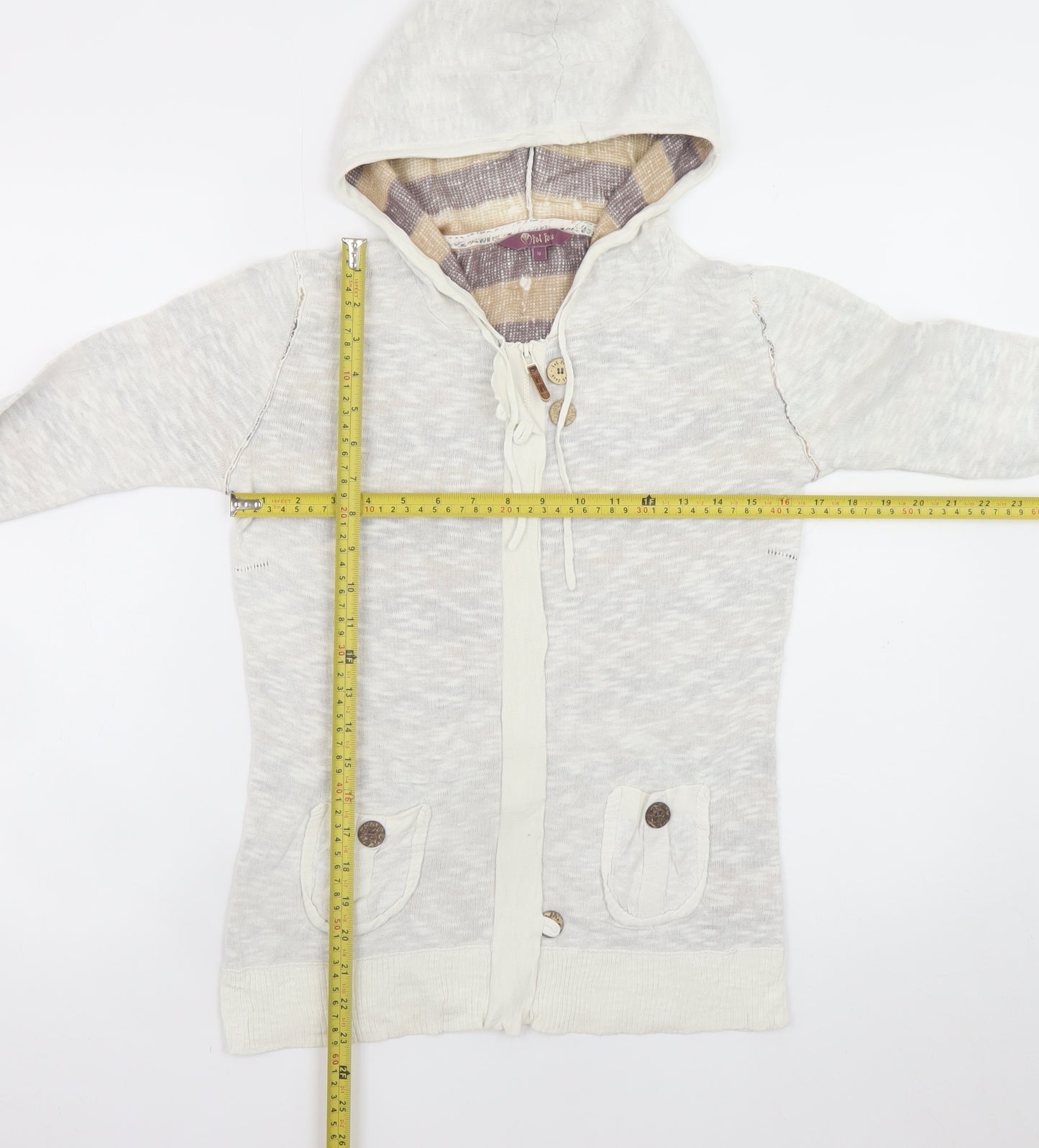Fat Face Womens Beige Hooded Full Zip Sweatshirt Size 10 Cotton