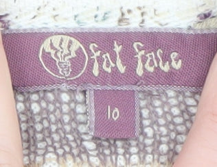 Fat Face Womens Beige Hooded Full Zip Sweatshirt Size 10 Cotton
