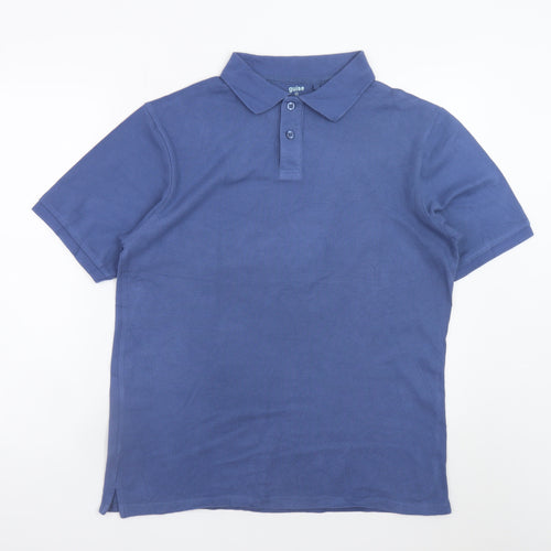 Guise Men's Blue Cotton Polo Shirt Size L Short Sleeve Casual