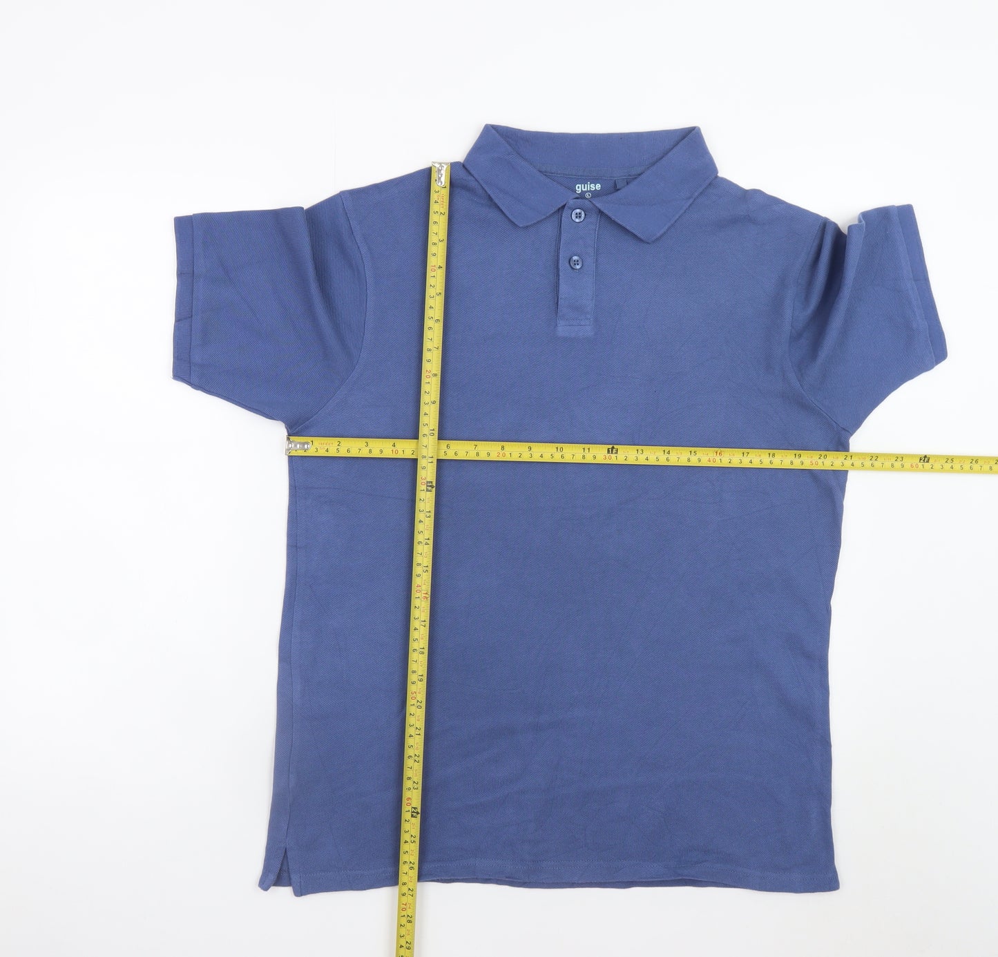 Guise Men's Blue Cotton Polo Shirt Size L Short Sleeve Casual