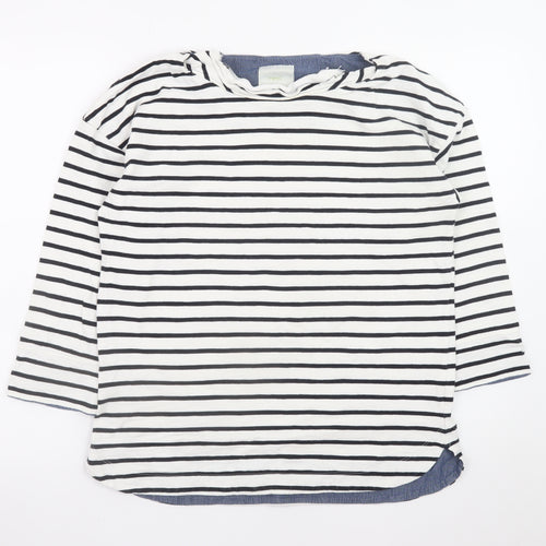 Next Women’s White Black Striped Cotton 3/4 Sleeve T-Shirt Size 10