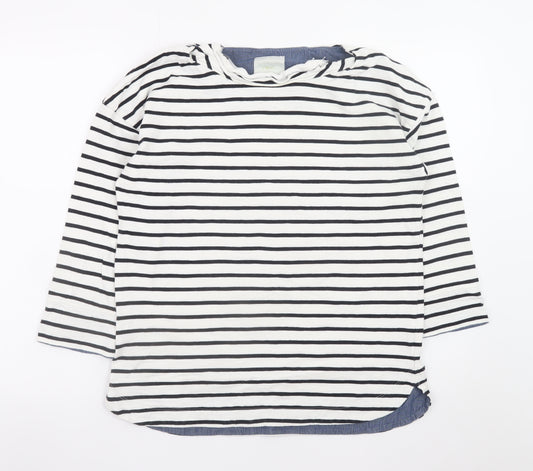 Next Women’s White Black Striped Cotton 3/4 Sleeve T-Shirt Size 10