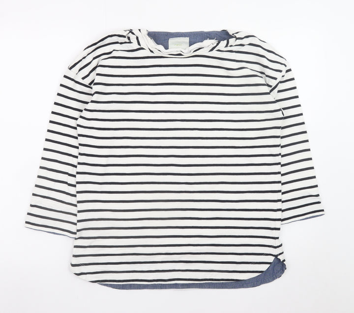 Next Women’s White Black Striped Cotton 3/4 Sleeve T-Shirt Size 10