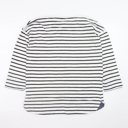 Next Women’s White Black Striped Cotton 3/4 Sleeve T-Shirt Size 10