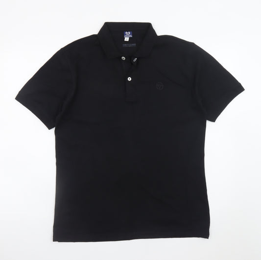 Sergio Tacchini Men's Black Classic Cotton Polo Shirt XL