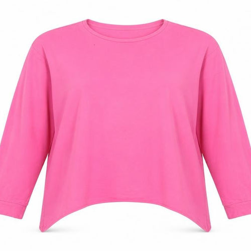 ZARA Trafaluc Women Pink Long Sleeve Cotton Basic T-Shirt L