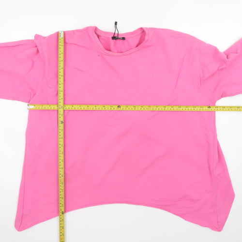 ZARA Trafaluc Women Pink Long Sleeve Cotton Basic T-Shirt L