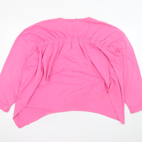 ZARA Trafaluc Women Pink Long Sleeve Cotton Basic T-Shirt L