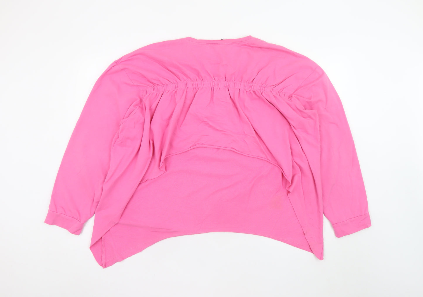 ZARA Trafaluc Women Pink Long Sleeve Cotton Basic T-Shirt L