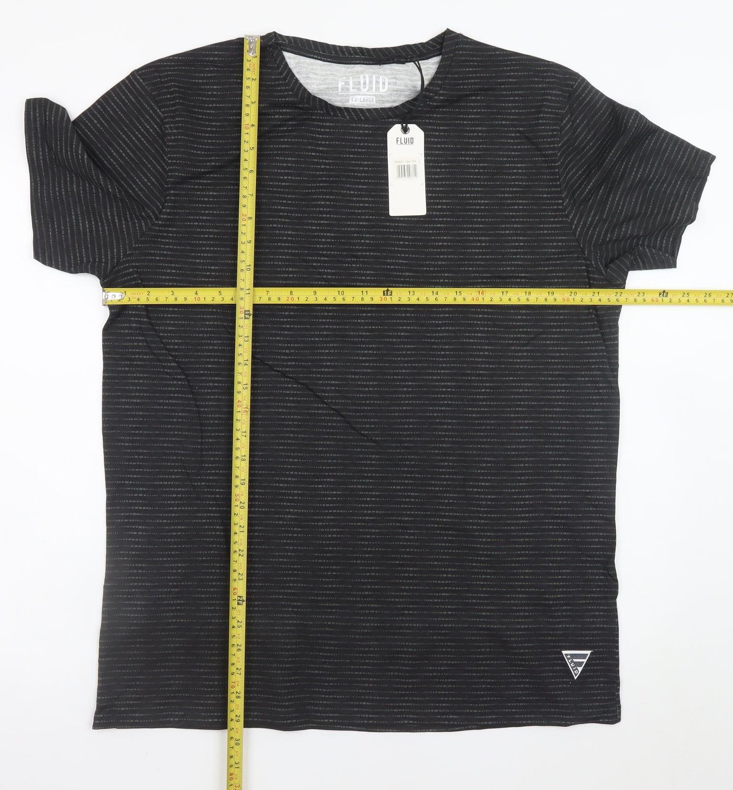 Fluid Men's Black Striped Cotton Crew Neck Short Sleeve T-Shirt 2XL