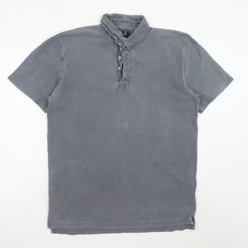 Crew Clothing Co. Men's Grey Cotton Short Sleeve Polo Shirt M