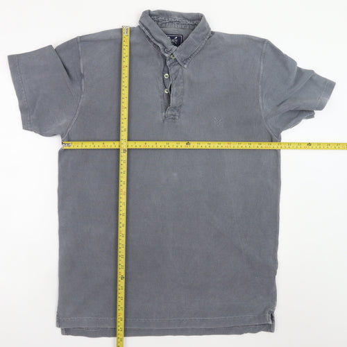 Crew Clothing Co. Men's Grey Cotton Short Sleeve Polo Shirt M