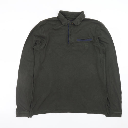Barbour Men's Green Long Sleeve Cotton Polo Shirt Size S