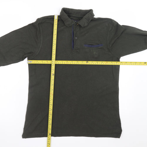 Barbour Men's Green Long Sleeve Cotton Polo Shirt Size S