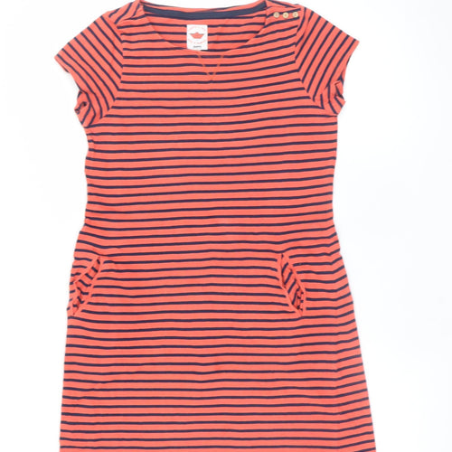 Mantaray Women’s Orange Stripe Cotton T-Shirt Dress Size 12