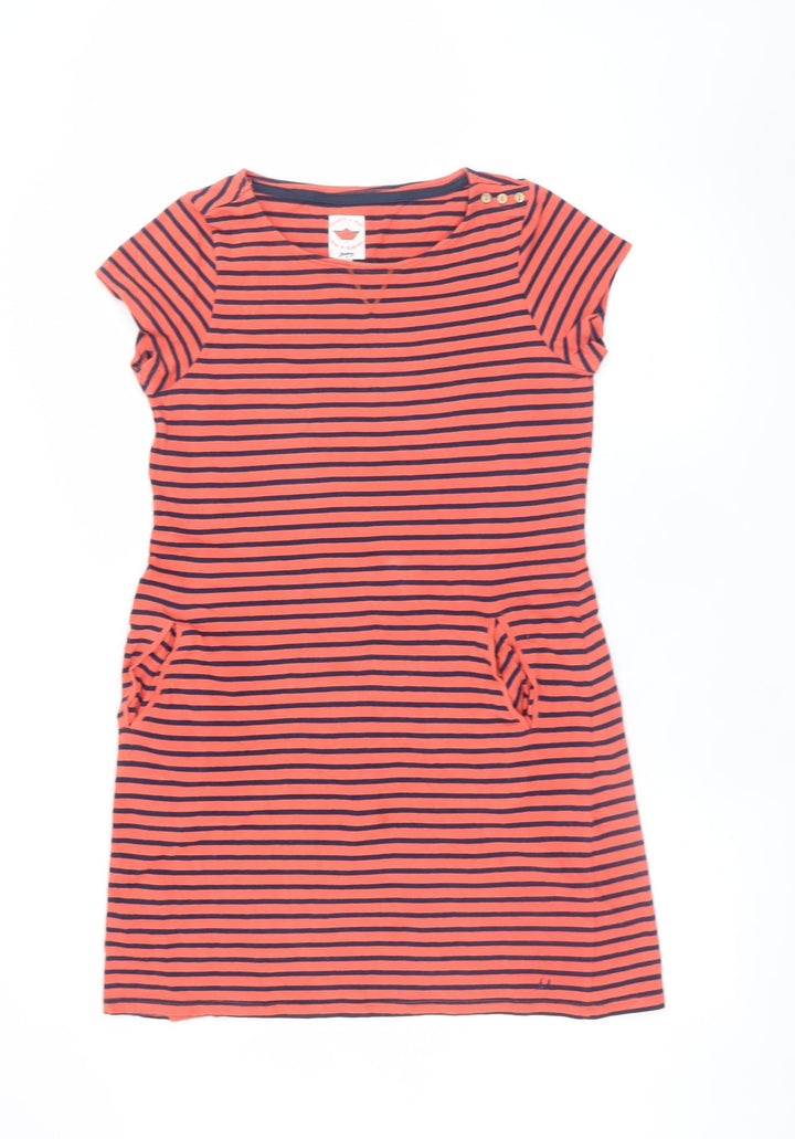 Mantaray Women’s Orange Stripe Cotton T-Shirt Dress Size 12