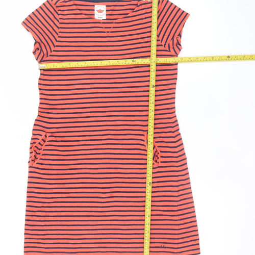 Mantaray Women’s Orange Stripe Cotton T-Shirt Dress Size 12