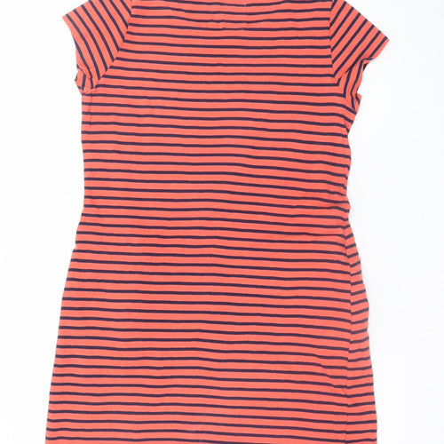 Mantaray Women’s Orange Stripe Cotton T-Shirt Dress Size 12