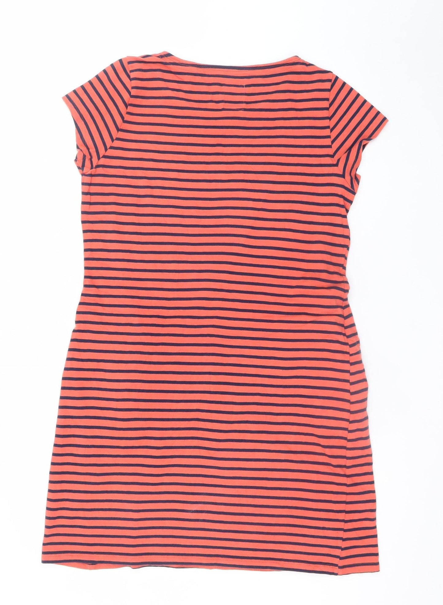 Mantaray Women’s Orange Stripe Cotton T-Shirt Dress Size 12